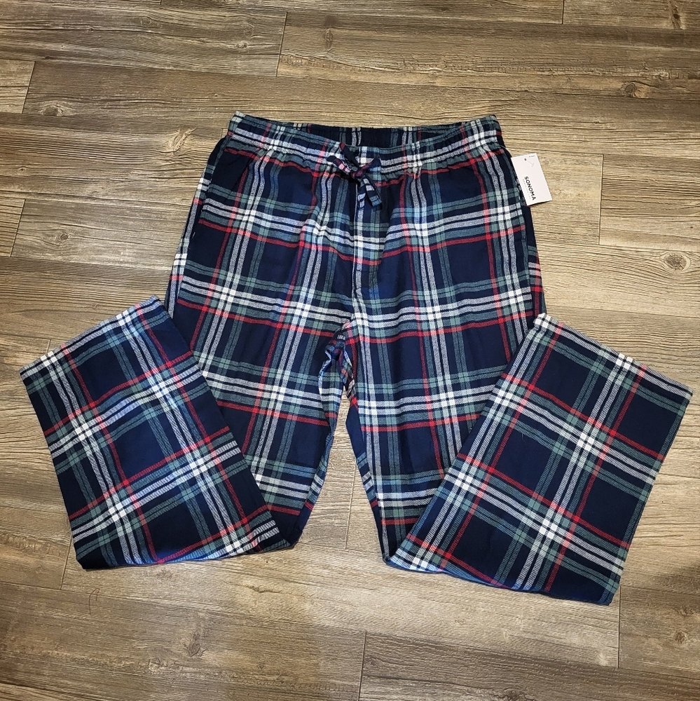 Sonoma Navy and Green Plaid Pajama Pants